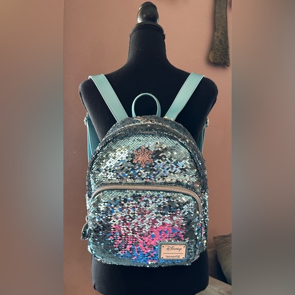 Disney Loungefly Frozen Sequin Let it Go Mini Backpack - Picture 2 of 6